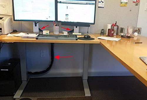 JOTO JOTO [4 Pack] 19-20 Inch Black Flexible Cable Management Sleeve Bundle with [2 Pack] 130" Cuttable Cable Management Sleeve