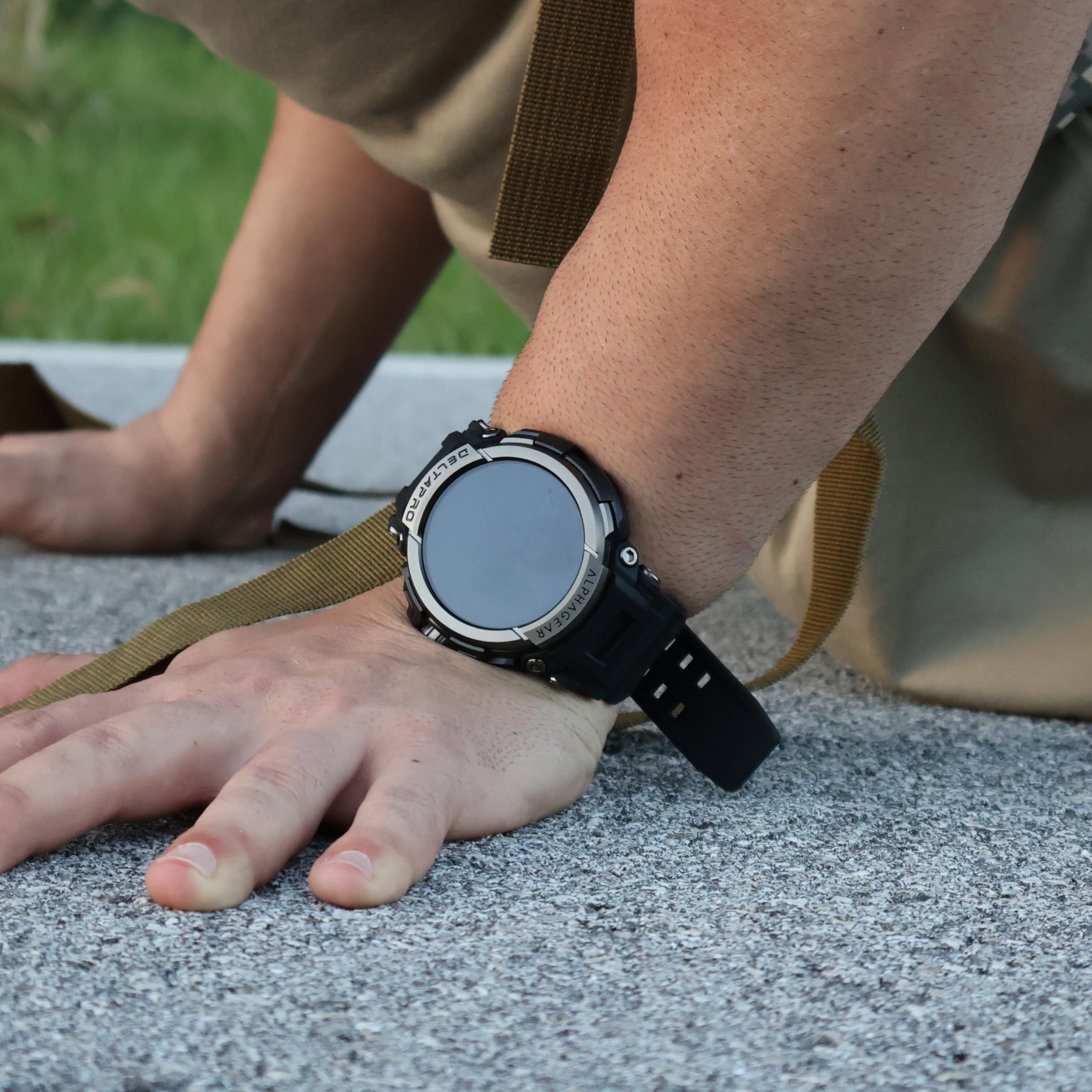 ALPHAGEAR ALPHAGEAR Delta PRO Smartwatch for iPhone & Android, Rugged Smart Watch (Answer/Make Call), Wellness Tracker with 1.58" AMOLED Screen, 10-14 Days Battery, 5 ATM (2xScreen Protector Included)