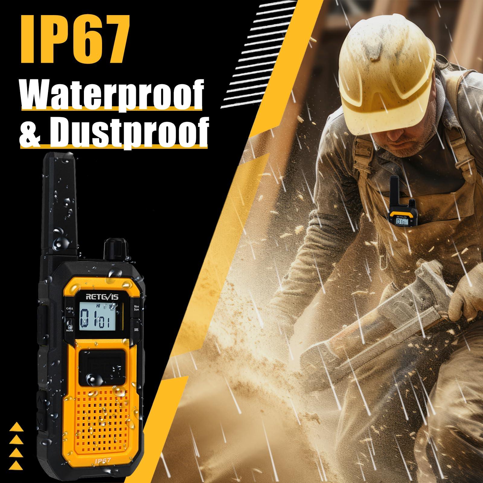 Retevis Retevis RB48 Heavy Duty Waterproof Walkie Talkies(10 Pack) Bundle with RB47 Radios Walkie Talkies, Waterproof Version RT22(10 Pack), for Construction Business