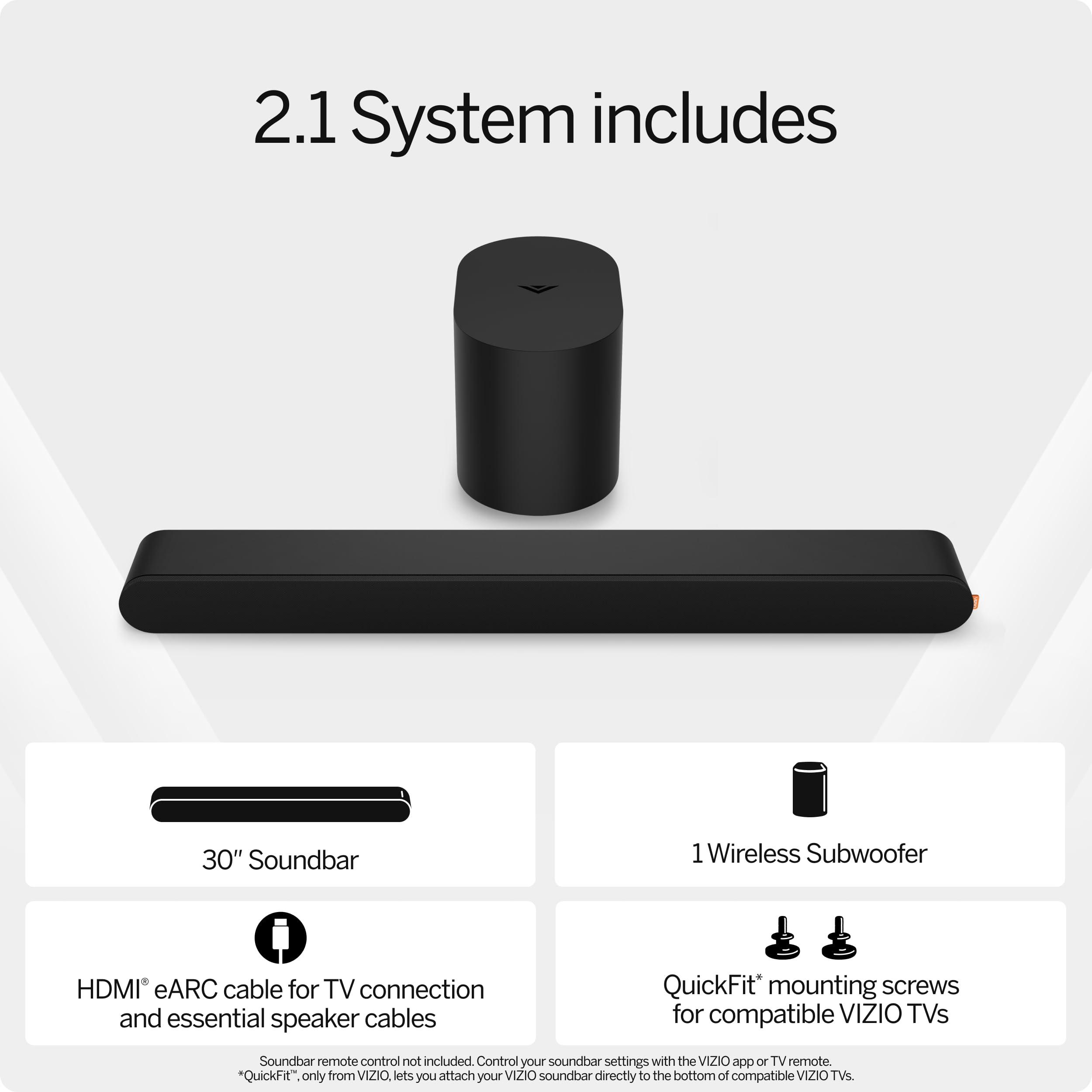 VIZIO VIZIO 2.1 Soundbar, Wireless Subwoofer w/Dolby Atmos, DTS:X, Bluetooth Speaker SV210M-0808 (New, 2024 Model)