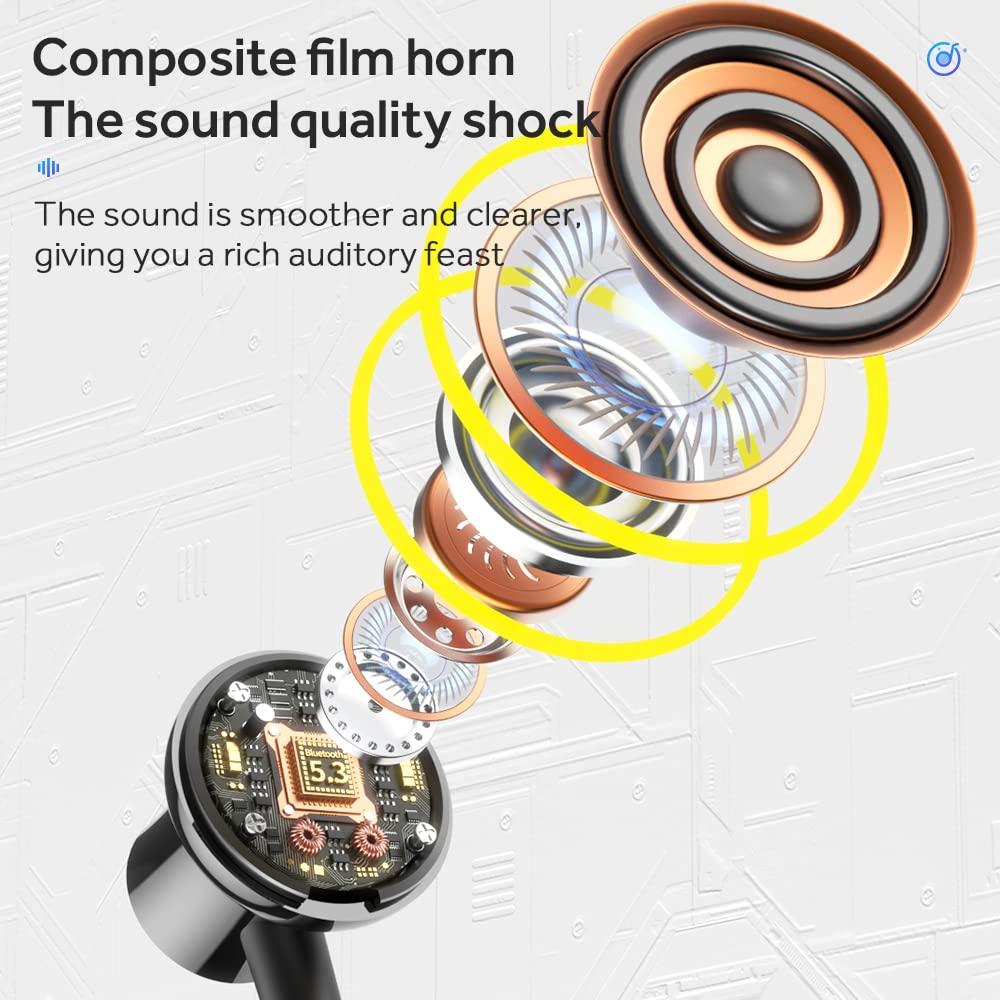 LANDIBO LANDIBO Wireless Waterproof Sports Earphones with 100 Hours of Playback time, Bluetooth Earphones with Microphone, in Ear Noise Reduction, Used for Gym Running and Exercise (Y10)