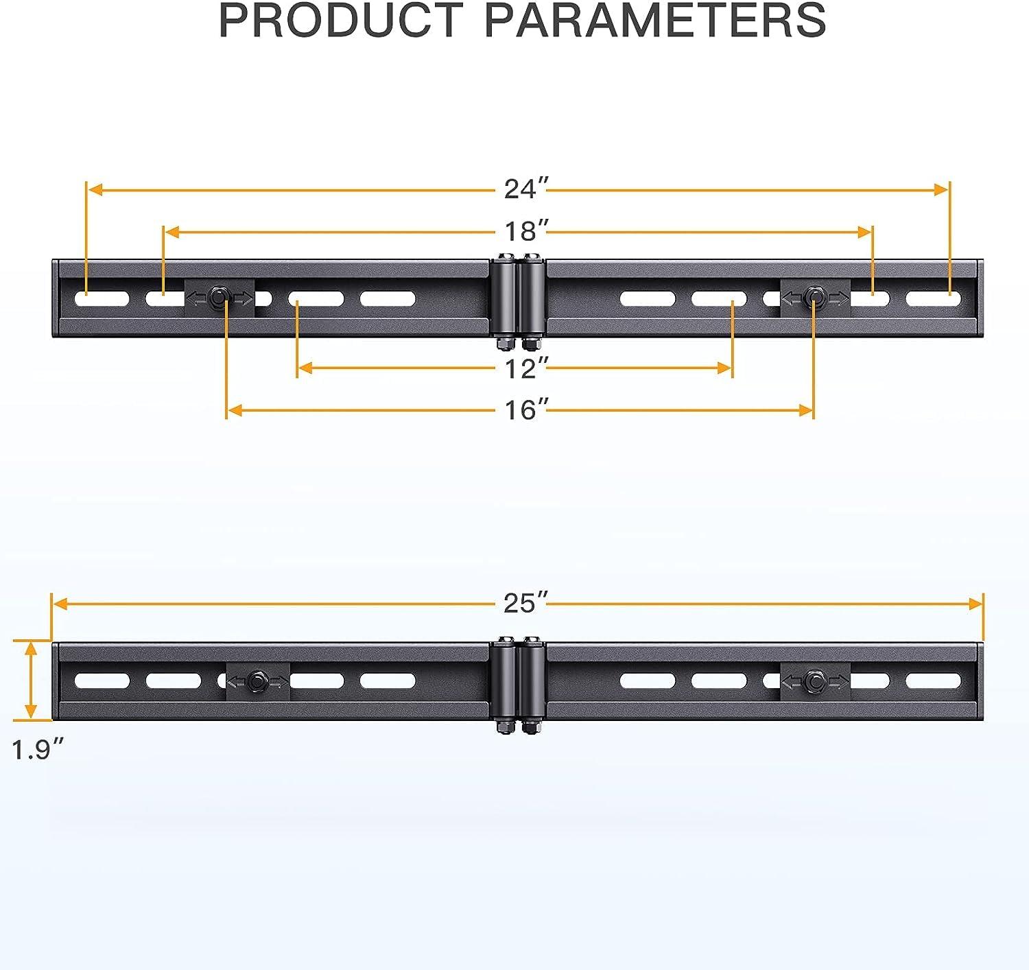 Perlegear TV Wall Mount Extension Bracket, TV Mount Extender Fitting 16-24 Wood Stud Extension Arm for Universal TV Wall Plate TV Centering Sliding Bracket Holds 132lbs by Perlegear - PGUE1