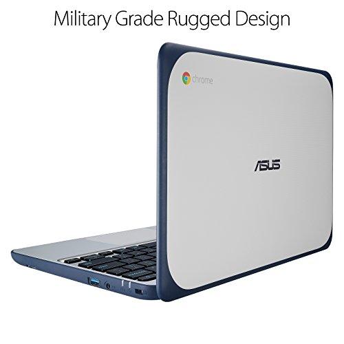 ASUS ASUS Chromebook C202 Laptop- 11.6" Ruggedized and Spill Resistant Design with 180 Degree Hinge, Intel Celeron N3060, 4GB RAM, 16GB eMMC Storage, Chrome OS- C202SA-YS02 Dark Blue, Silver