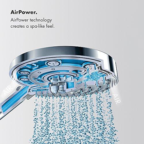 hansgrohe hansgrohe Raindance S 5-inch Showerhead Easy Install Modern 3-Spray RainAir, BalanceAir, Whirl Air Infusion with Airpower with QuickClean in Brushed Nickel, 27495821,Small