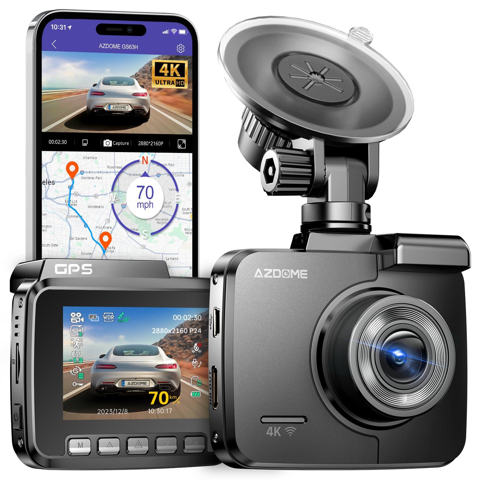 AZDOME AZDOME GS63H 4K WiIFi Dash Cam with 128GB SD Card and Mini USB OBD Hardwire Kit, Mirror Mount Holder Kit