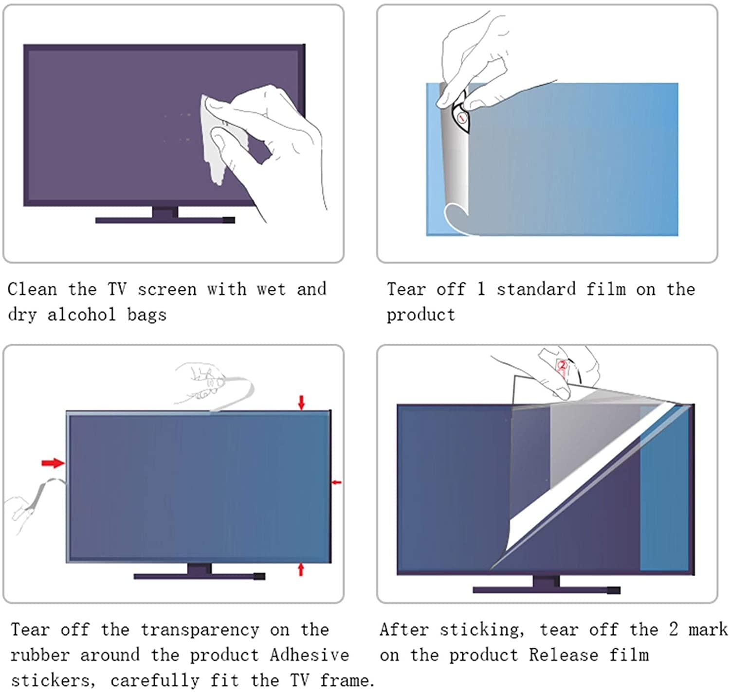 BU TV Screen Protectors 65 Inch TV Screen Protector, Anti Blue Light Screen Film Anti Glare Relieve Screen Filter Relieve Eye Fatigue for LCD, LED, OLED & QLED 4K HDTV,65" 1440 * 809