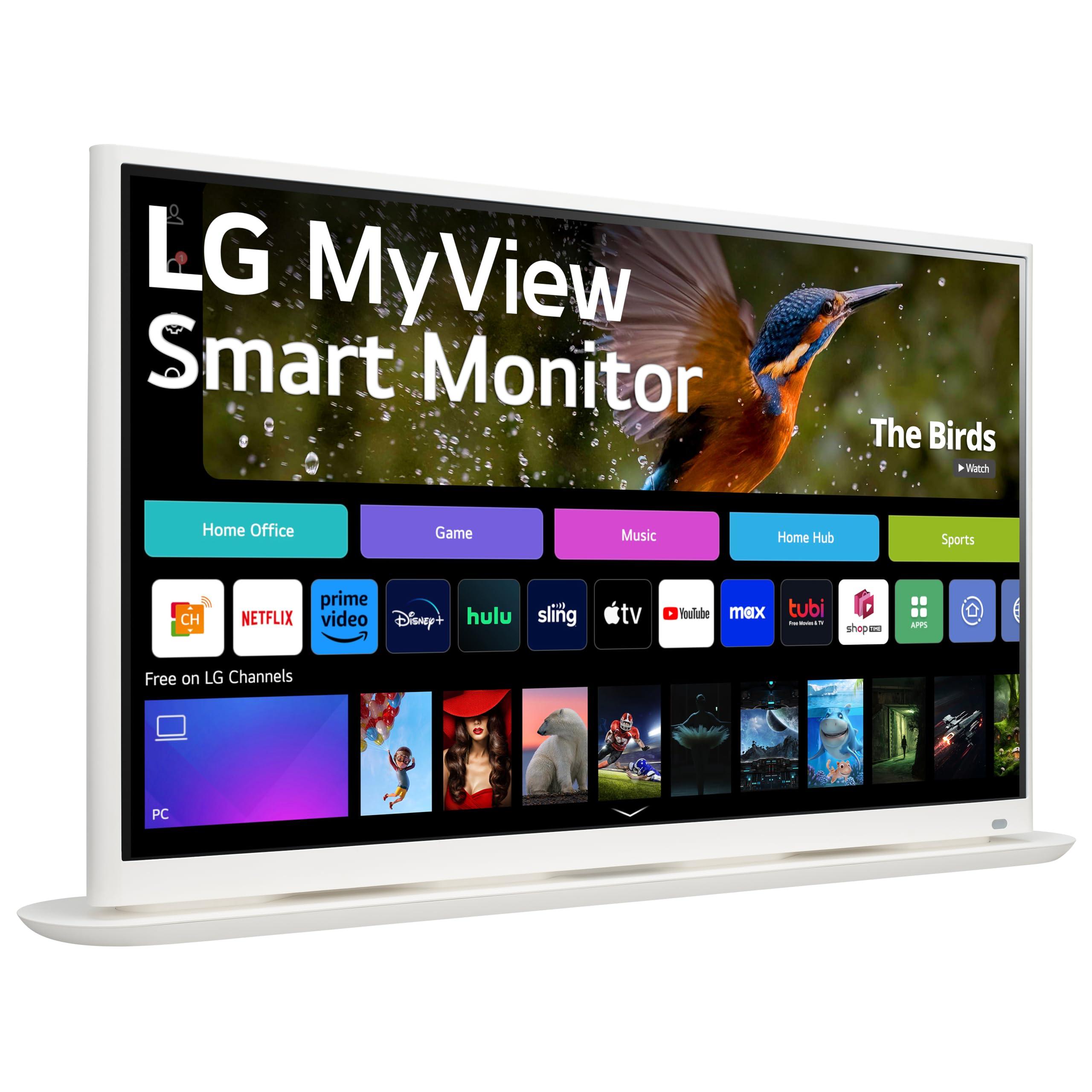 LG LG 32SR70U-W 32-Inch 4K UHD MyView Smart Monitor with IPS Display webOS 23 USB Type-C Speakers x2 HDR 10 AirPlay 2 Screen Share Bluetooth Remote - White