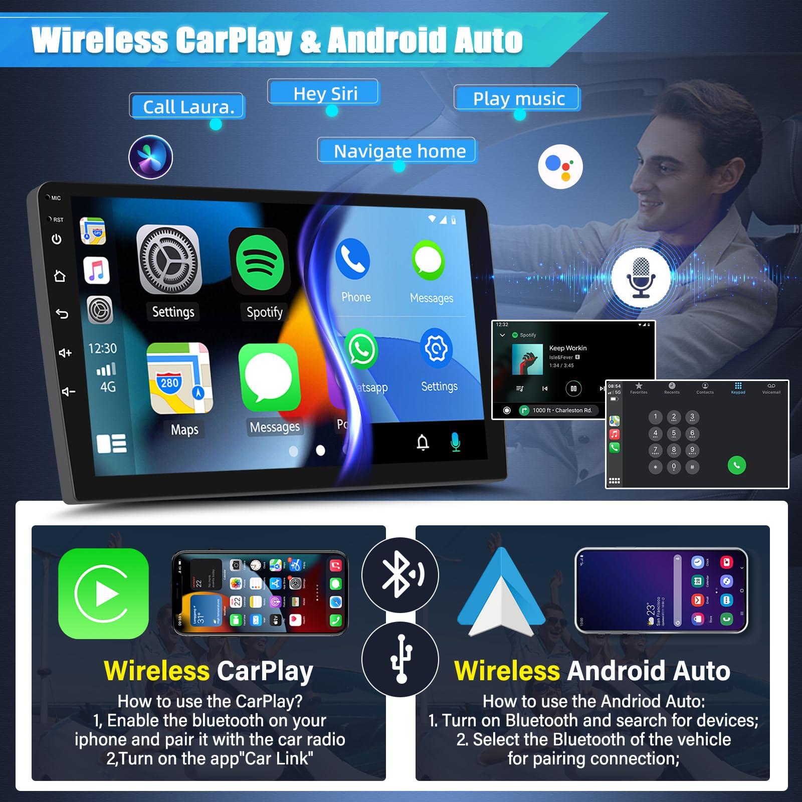 corfhy Car Audio Carplay Radio Car Multimedia Player Portable Wireless Car Stereo Car Backup Camera Infotainment System for Car 9In Stereo Radio GPS Navigation Compatible for 200 200C 200S 2015-2019
