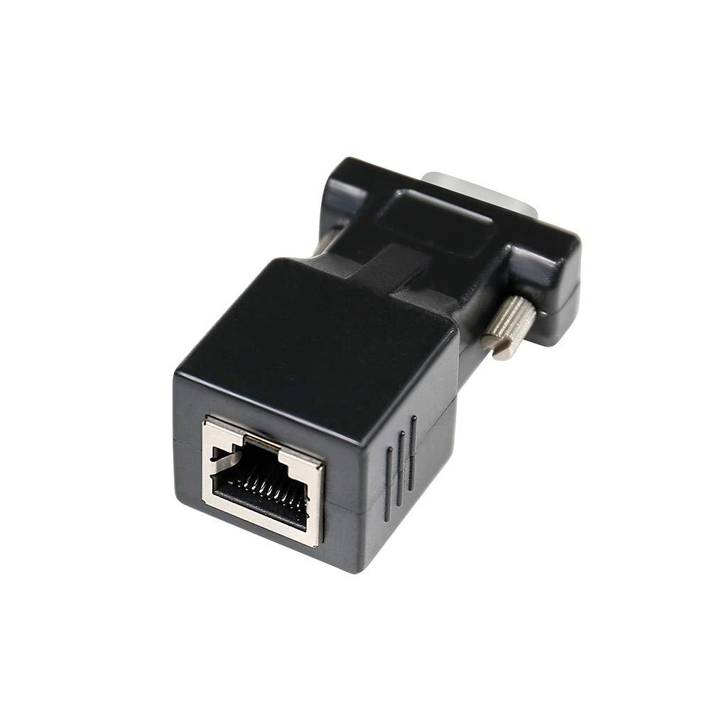 DTech DTECH RS232 DB9 to RJ45 Serial Adapter DB-9 Female to RJ-45 Female and DB9 Male to RJ45 Female Ethernet Converter (2 Pack, DB9-F to RJ45-F and DB9-M to RJ45-F)