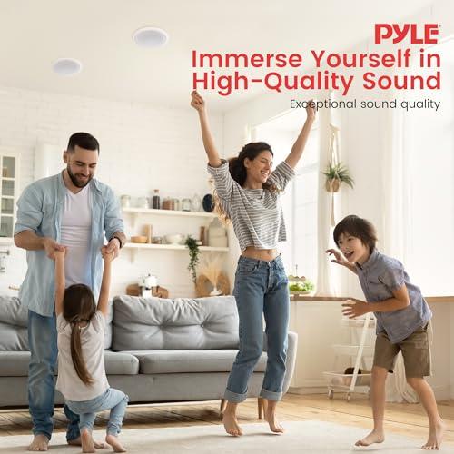 Pyle Pyle 6.5 Inch 300W Dual Channel 8 Ohm Home Audio In Ceiling Marine Grade Waterproof Speaker with 60Hz to 22kHz Frequency Response, Single, 1 Pack
