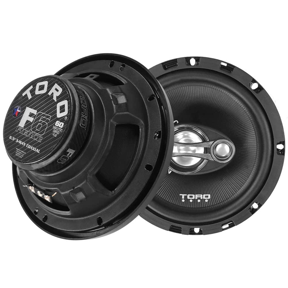 TORO TECH TORO TECH – F6, 6.5 Inch 3-Way Coaxial Car Speaker Set - 120 Watt MAX / 60 Watts RMS, Ferro Fluid Tweeters, 4 Ohm, 1” KSV Voice Coils. Two Speaker Set (Sold As Pair)