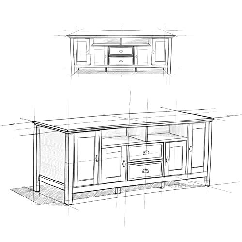 SIMPLIHOME SIMPLIHOME Redmond SOLID WOOD Universal TV Media Stand, 72 inch Wide, Transitional, Living Room Entertainment Center with Storage, for Flat Screen TVs up to 80 inches in Distressed Grey