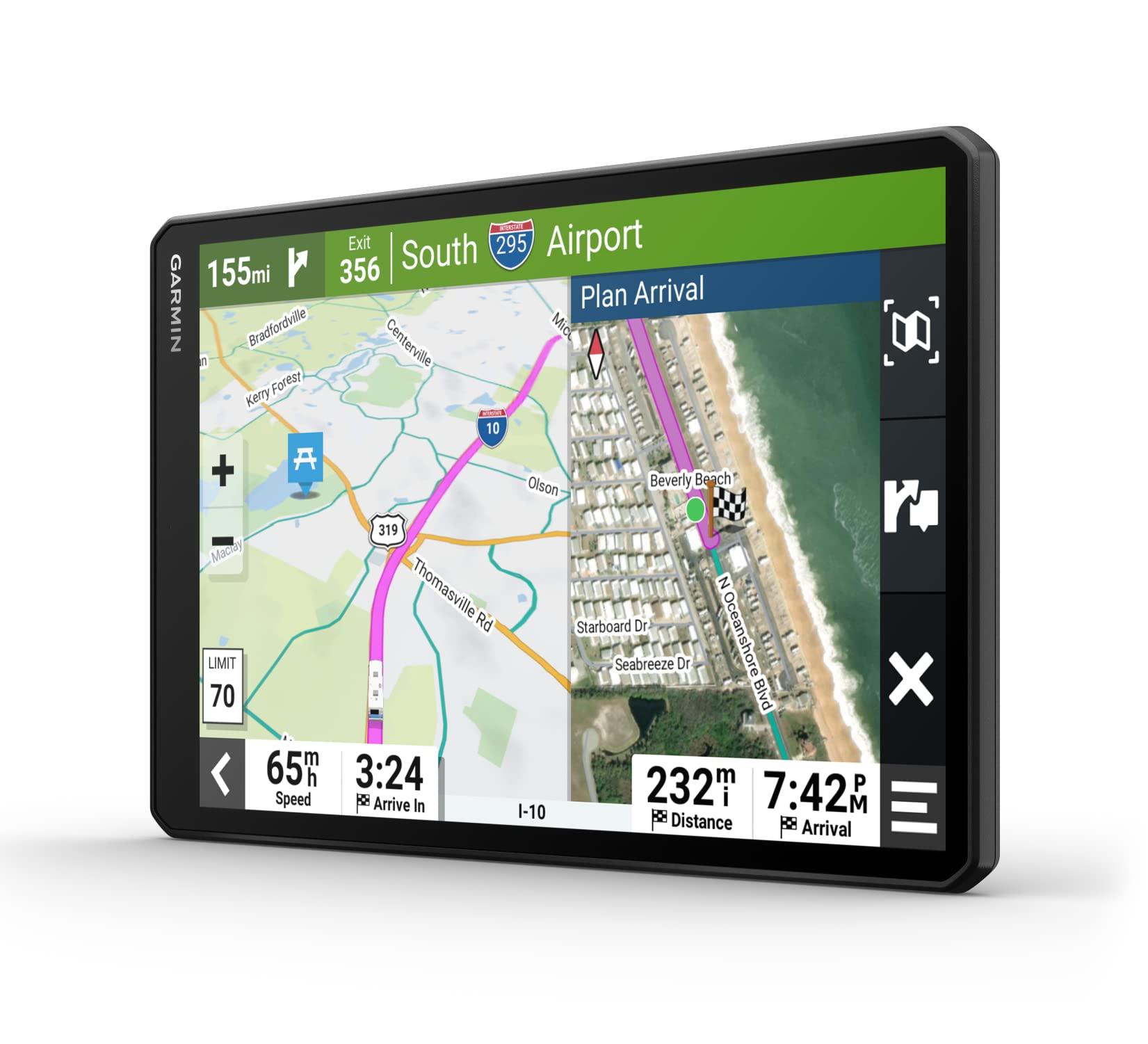Wearable4U Garmin RV 1095 GPS Navigator, Extra-Large 10in Display in Landscape or Portrait Mode, Custom RV Routing, High-Resolution Birdseye Satellite Imagery and Power Pack Bundle