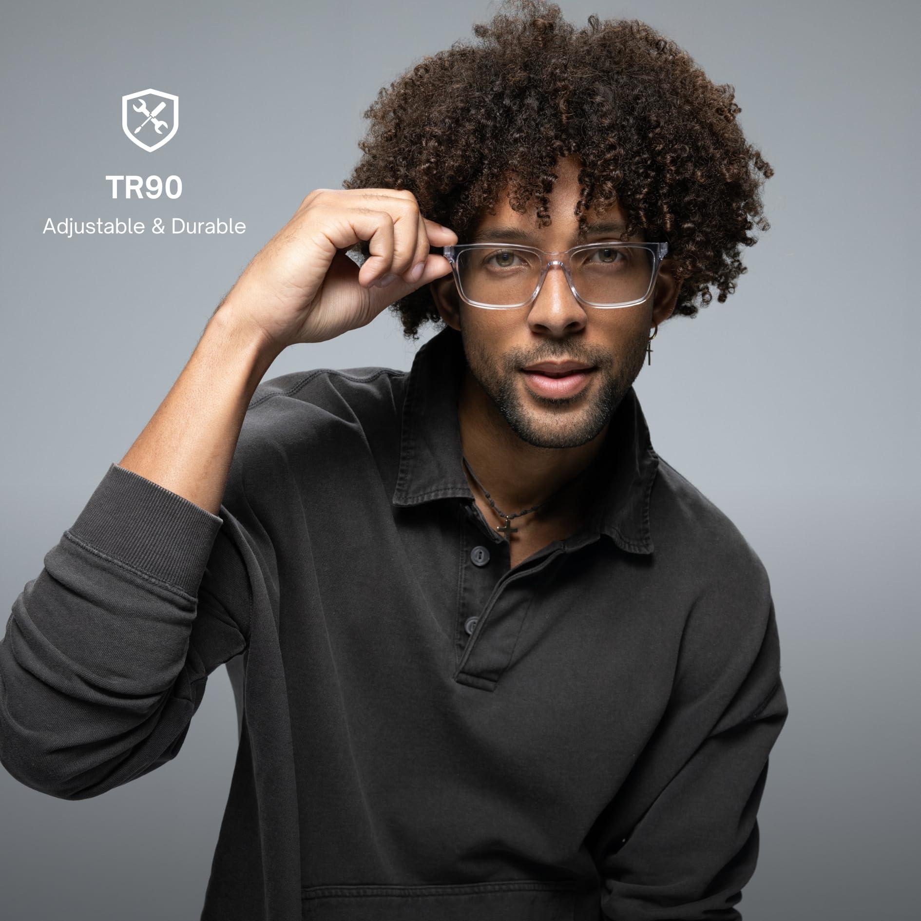 Lucyd Lucyd Lyte (2025 Version) Smart Glasses for Men - Bluetooth Smart Eyewear with Light Adaptive Photochromic Lenses, Open Ear Speakers & Microphone - Eclipse (Standard)