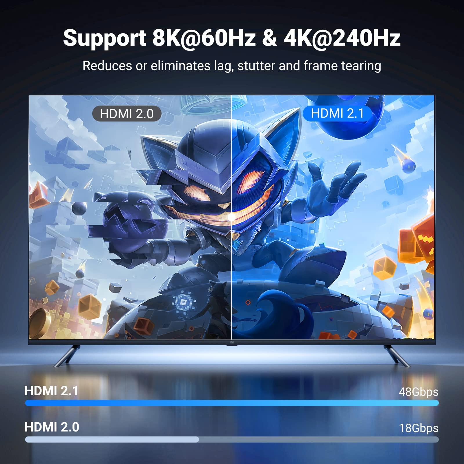 UGREEN UGREEN USB 3.0 HDMI KVM Switch with 4 USB 3.0 Ports (3 USB-A+1 USB-C) 4K@60Hz Bundle with 8K HDMI Cable 2.1 6.6FT, 48Gbps Ultra High Speed HDMI Cord Braided 8K@60Hz 4K@240Hz