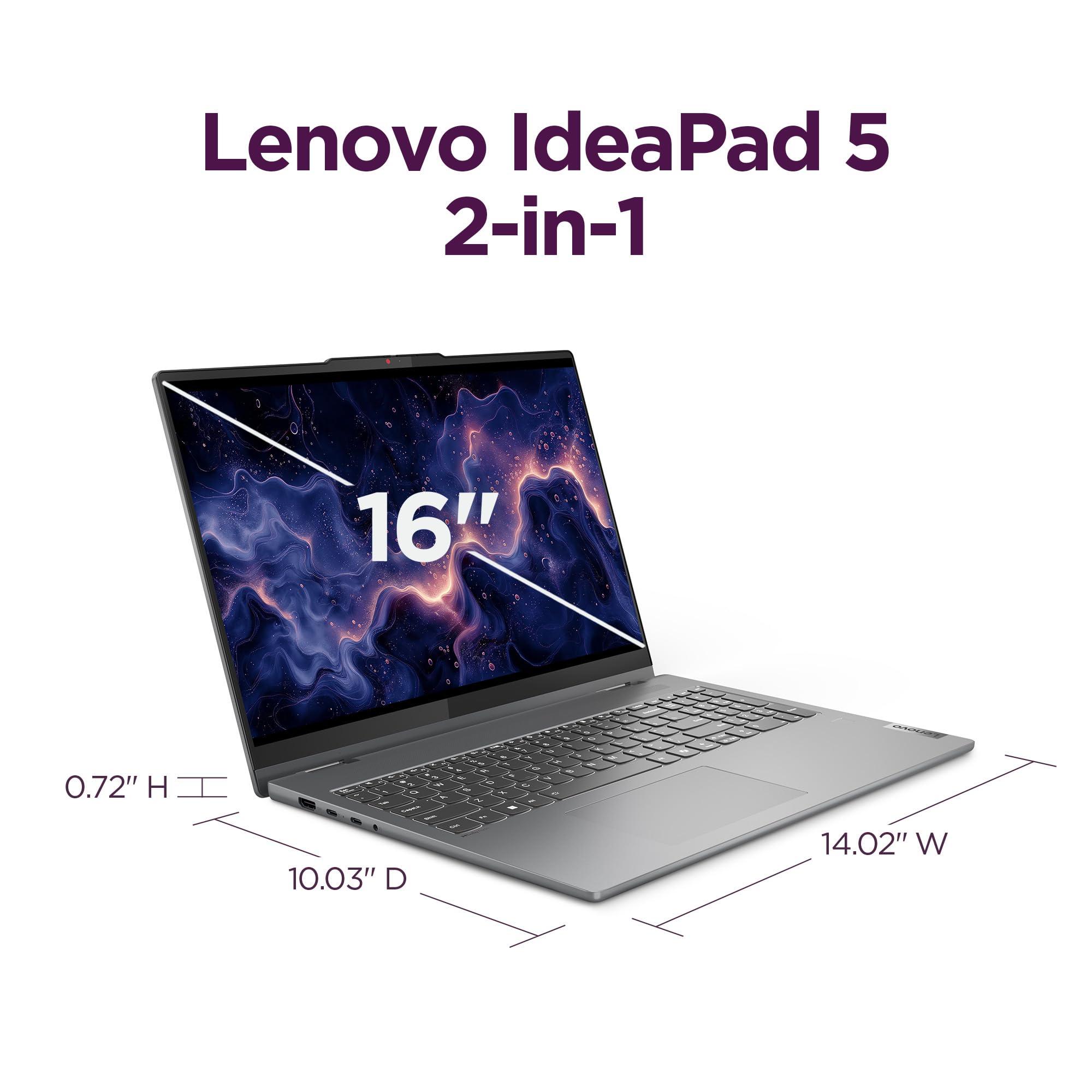 Lenovo IdeaPad 5 2-in-1-2024 - Professional Laptop - Fingerprint Sensor - 16" WUXGA IPS Display - 16GB Memory - 512GB SSD Storage - AMD Ryzen 7 8845HS - Windows 11 Home -Luna Grey
