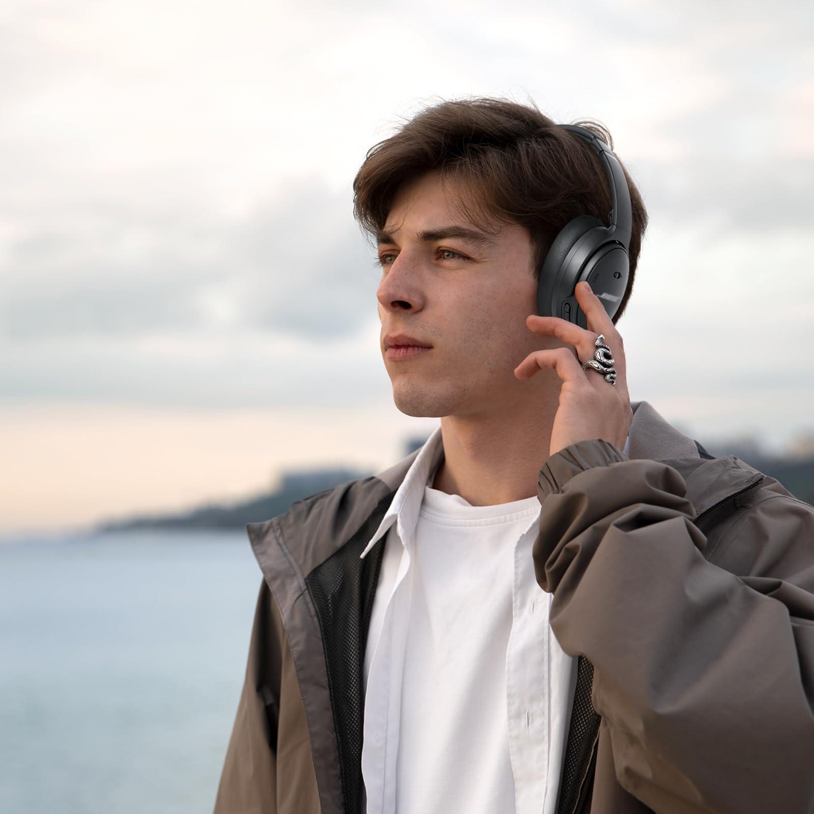 GEVO Earpads Cushions for Bose Headphones, Replacement Ear Pads for Bose QuietComfort 45/QuietComfort SE/New Quiet Comfort Wireless Over-Ear Headphones-Softer Leather, Luxury Memory Foam (Black)