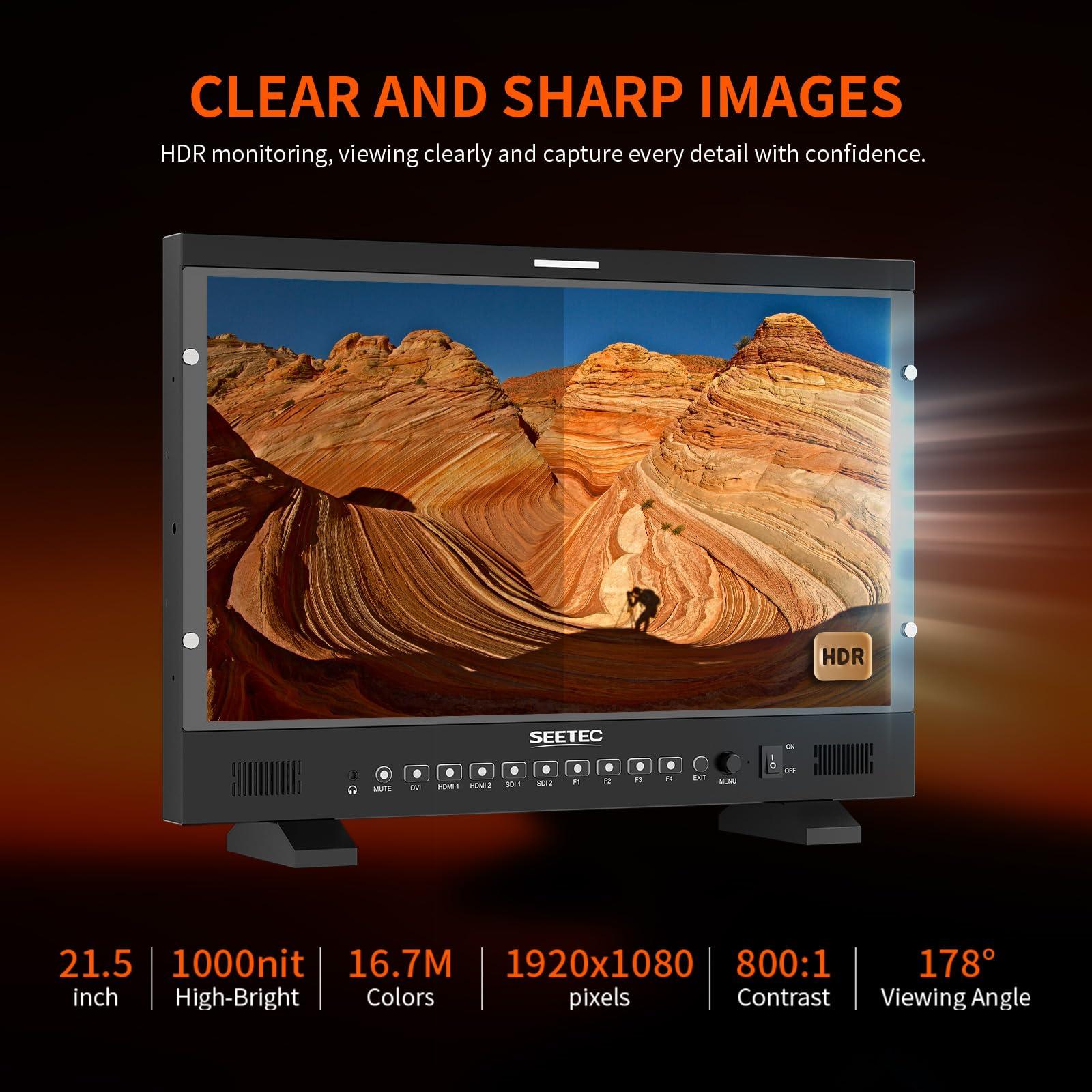 SEETEC SEETEC P215 PRO 21.5" 1000nit Broadcast Director Production Monitor with LUT Waveform HDR, 3G-SDI HDMI Input Output, HDMI Support 4K 60