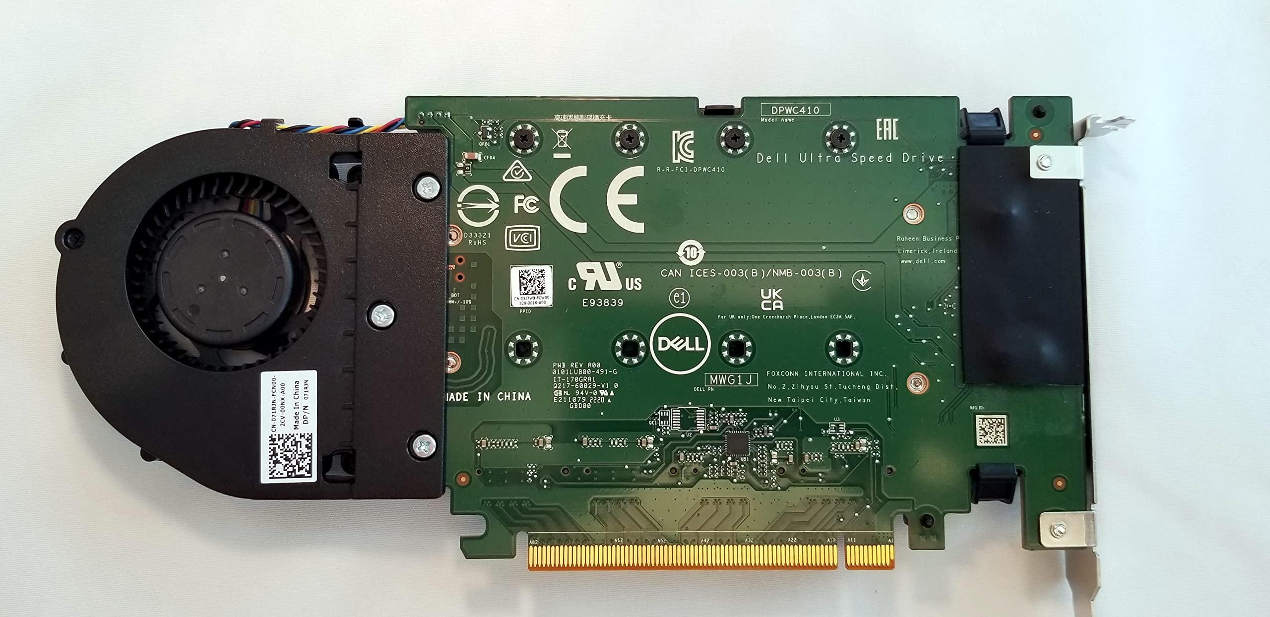 Foxconn Dell Ultra-Speed Drive Quad NVMe M.2 PCIe x16 SSD Advanced Card with Thermal Pad and Heatsink (Adapter Only)