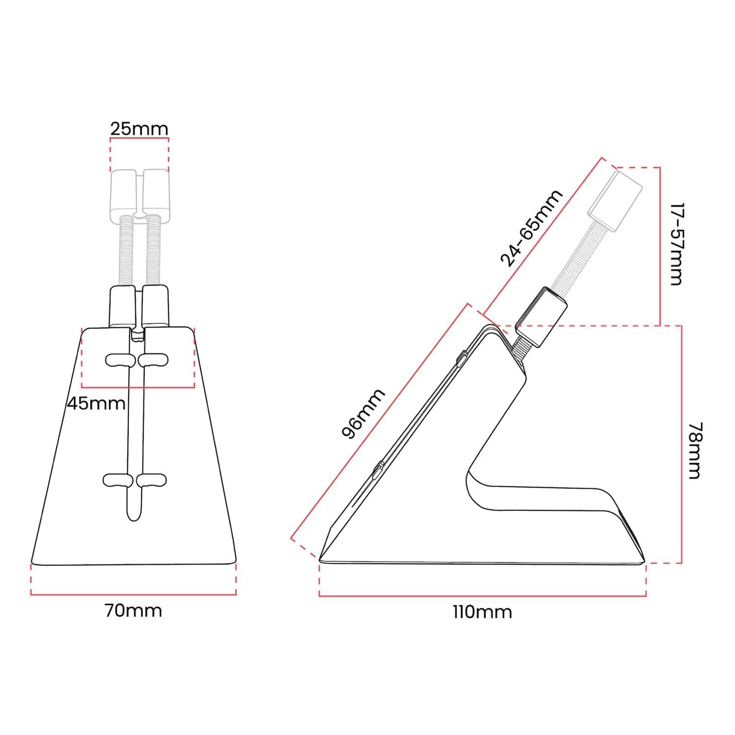 Arozzi Arozzi - Ancora Mouse Bungee with Snug Cord Holder, Rubber Feet, Extendable Spring and Weighted for Stability - Black with Red Accents