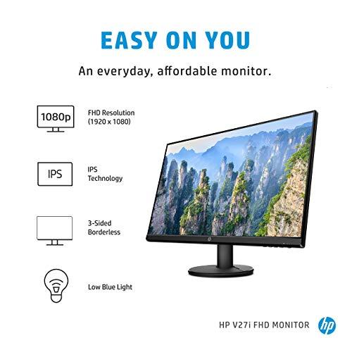HP HP V27i FHD Monitor | 27-inch Diagonal Full HD Computer Monitor with IPS Panel and 3-Sided Micro Edge Design | Low Blue Light Screen with HDMI and VGA Ports | (9SV92AA#ABA) Black