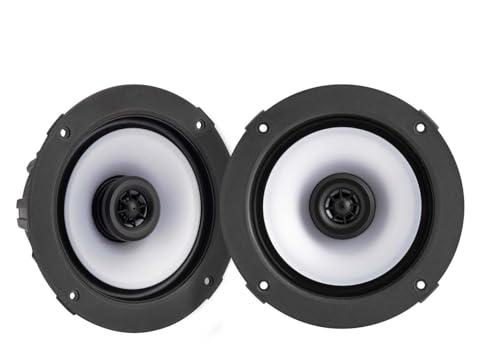 Audiosavings Audiosavings Bundle: (2) Kicker Thin Mount 60w Marine Boat Speakers w/RGB LED KM614FL Bundle with Rockville RGHR2 Marine Gauge Hole Receiver w Bluetooth USB, Radio + Wired Remote (3 Items)