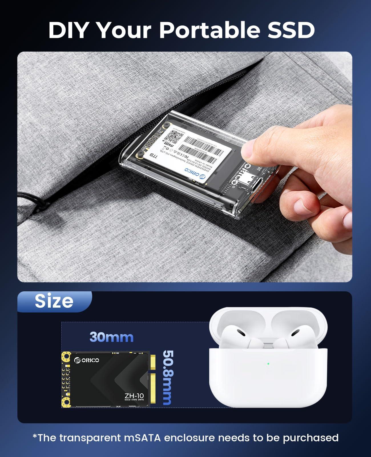 ORICO ORICO 2TB mSATA SSD, SATA III 6Gbps 3D NAND Internal Solid State Drive for Laptops Ultrabooks Desktop-ZH10 (2TB)