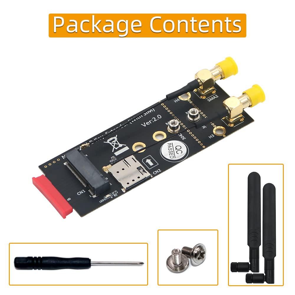 Mustpoint Mustpoint M.2(NGFF) Key B Adapter with SIM Card and Antenna for 3G/4G/5G Module