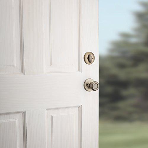 Kwikset Kwikset Belleview Front Door Lock Handle and Deadbolt Set, Entry Handleset Exterior with Interior Door Knob, Antique Brass, Pick Resistant SmartKey Rekey Deadbolt Security