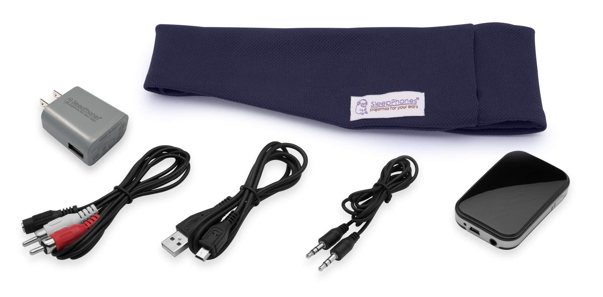 SleepPhones SleepPhones TellyPhones Listen to TV Wirelessly from Bed | Ultra Thin Speakers | Includes Micro USB for Recharging | Up to 10 Hours Playback (Large, Nighttide Navy)