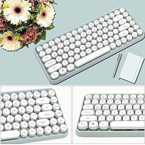 FELICON FELICON Wireless Bluetooth Keyboard Mini Portable 84-Key Keyboard Compatible with Android, Windows, PC, Tablet-Dark, Perfer for Home and Office Keyboards (308i-green)