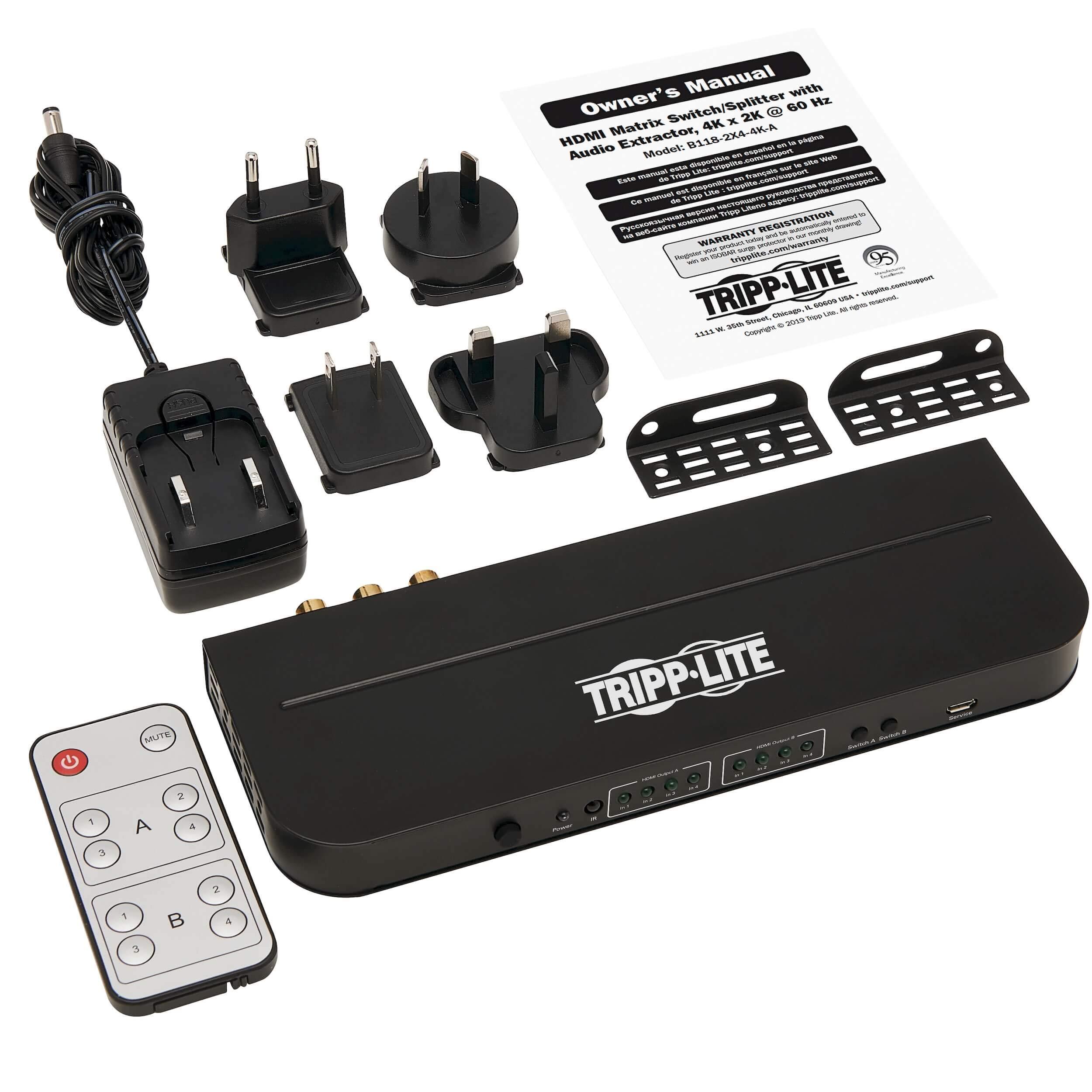Tripp Lite Tripp Lite 4x2 HDMI Matrix Switch/Splitter with Audio Extractor 4K @ 60Hz (B118-2X4-4K-A)