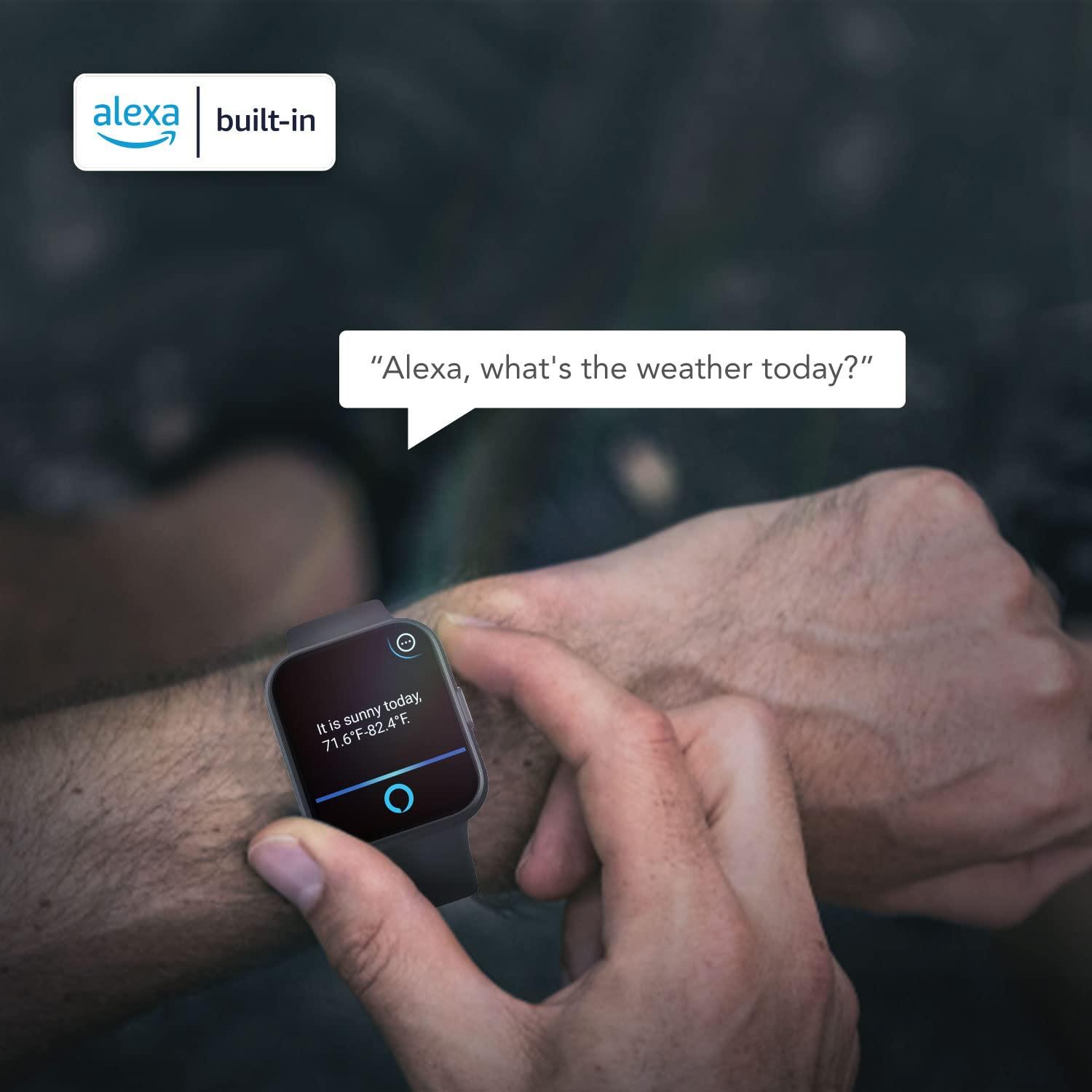 SKG SKG Smart Watch for Men Women Android iPhone with Alexa Built-in & Bluetooth Call(Answer/Make Call) 1.69\" Fitness Tracker with IP68 Waterproof, 60+ Sports, Heart Rate SpO2 Monitor, V7 Pro