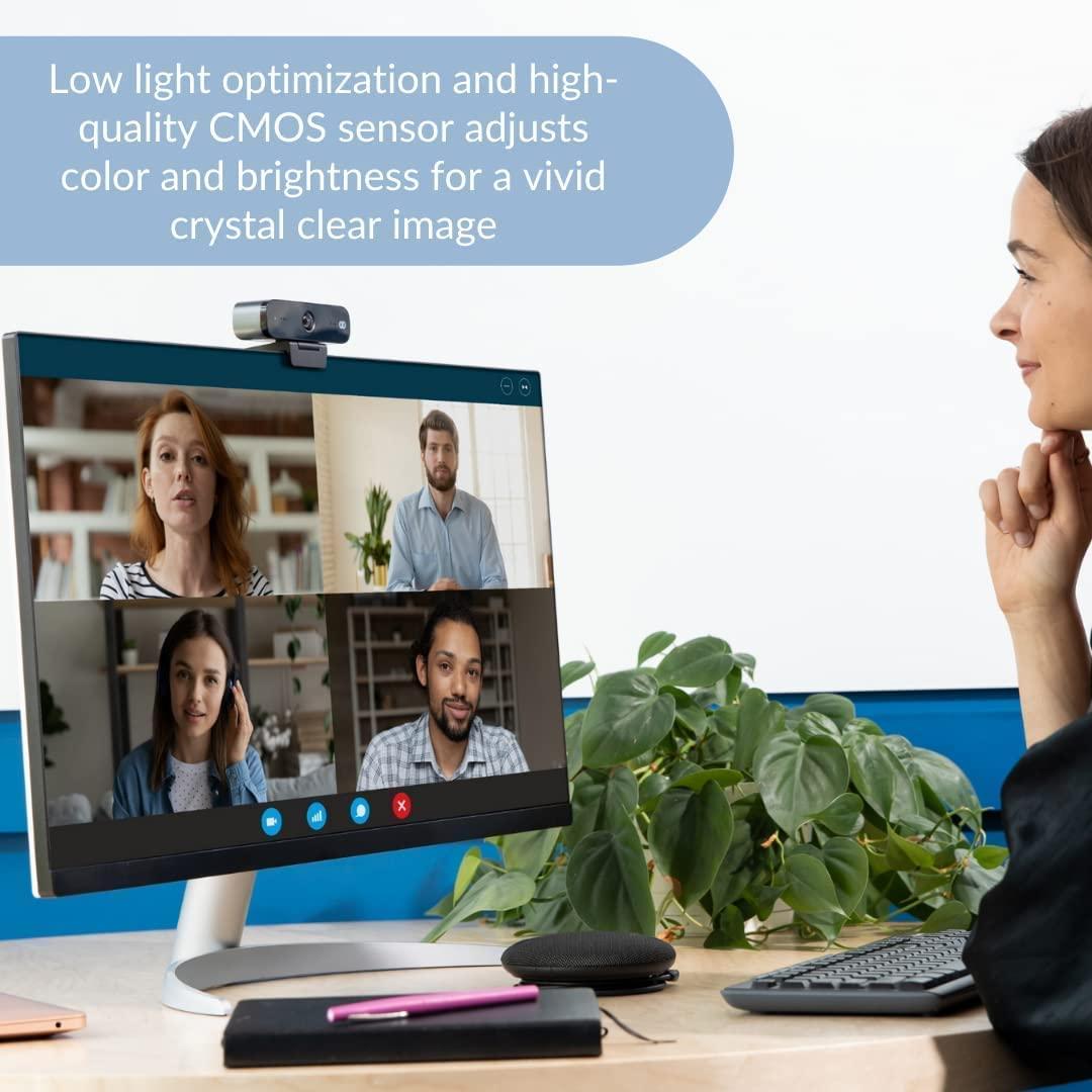 Boom Collaboration Zoom Certified, Boom Mini 1080P Full HD Webcam, USB Plug&Play, Dual Noise Canceling Mics, 4K Glass Lens, 90-Degree Wide Angle, Light Correction, Video Calling, Streaming, PC/Mac/Laptop/MacBook/Tablet