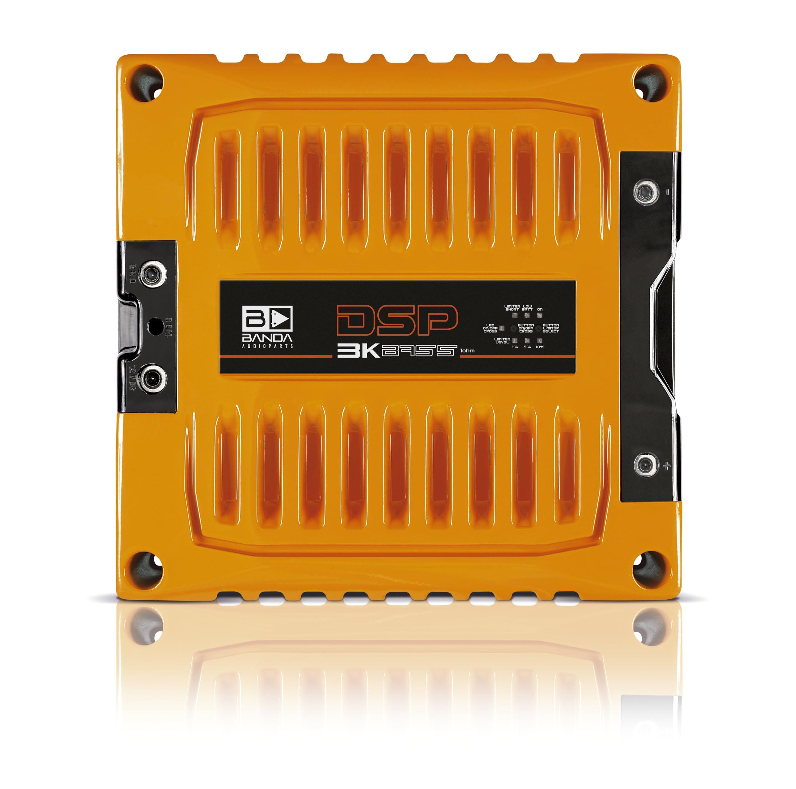 Banda Audioparts BANDA Audioparts DSP3K1ORANGEBASS Band Amplifier Module 3k1 3000wrms 1-Ohm 1 Channel Car Audio Amp DSP BASS Model with 3 Limiter Integrated Level Positions - DSP3K1ORANGE