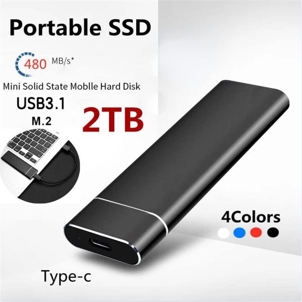 DJFHDIHRFHBVCASIJ SSD External Hard Drive USB 3.1 Type C 500GB 1TB 2TB Portable Solid State External Drive (Color : Gray, Size : 500GB)