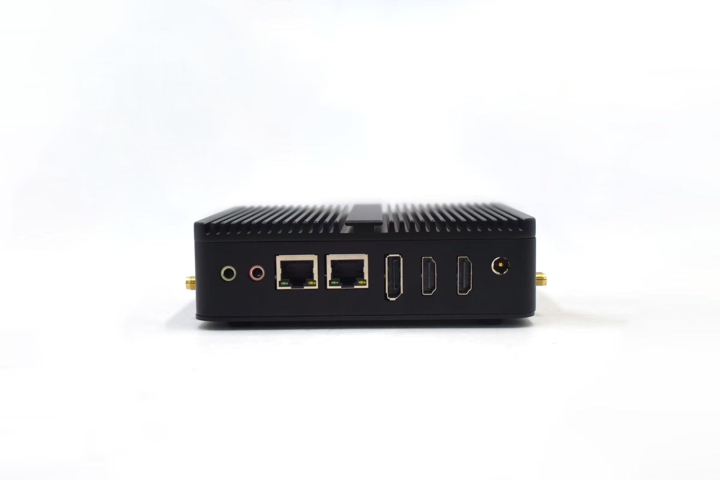 BASOARO BASOARO Mini Desktop PC, Industrial PC Fanless Win 11 Pro, Celeron J6412, 8G RAM 512G SSD 1TB HDD, 2*RS232 COM, Dual LAN, 1*DP, 2*HD, Triple Display, 4K, WiFi, Dual Band WiFi, Mini PC Fanless