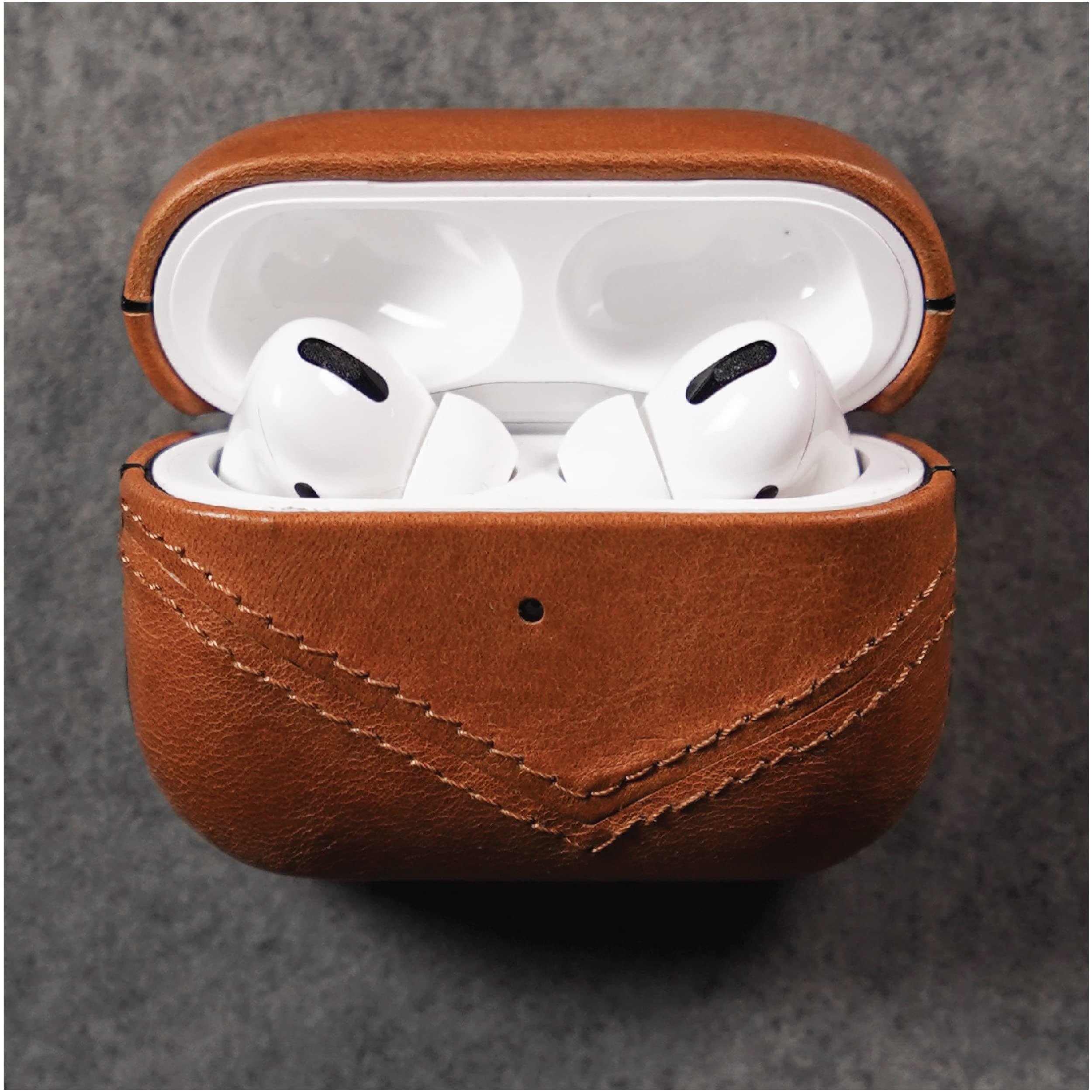 Bullstrap Bullstrap Premium Leather Case Compatible with Apple AirPods Pro, Wireless Charging, Two-Piece Design (Sienna)