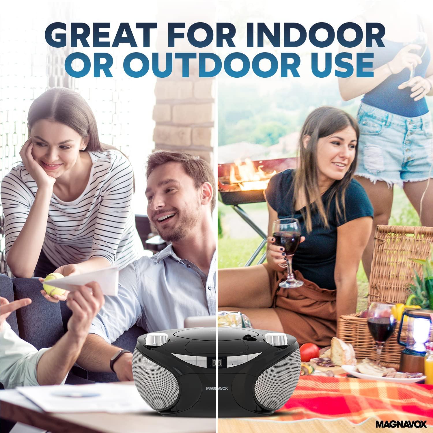 Magnavox Magnavox MD6949 Portable Top Loading CD Boombox with AM/FM Stereo Radio and Bluetooth Wireless Technology in Black | CD-R/CD-RW Compatible | LED Display | (Black)