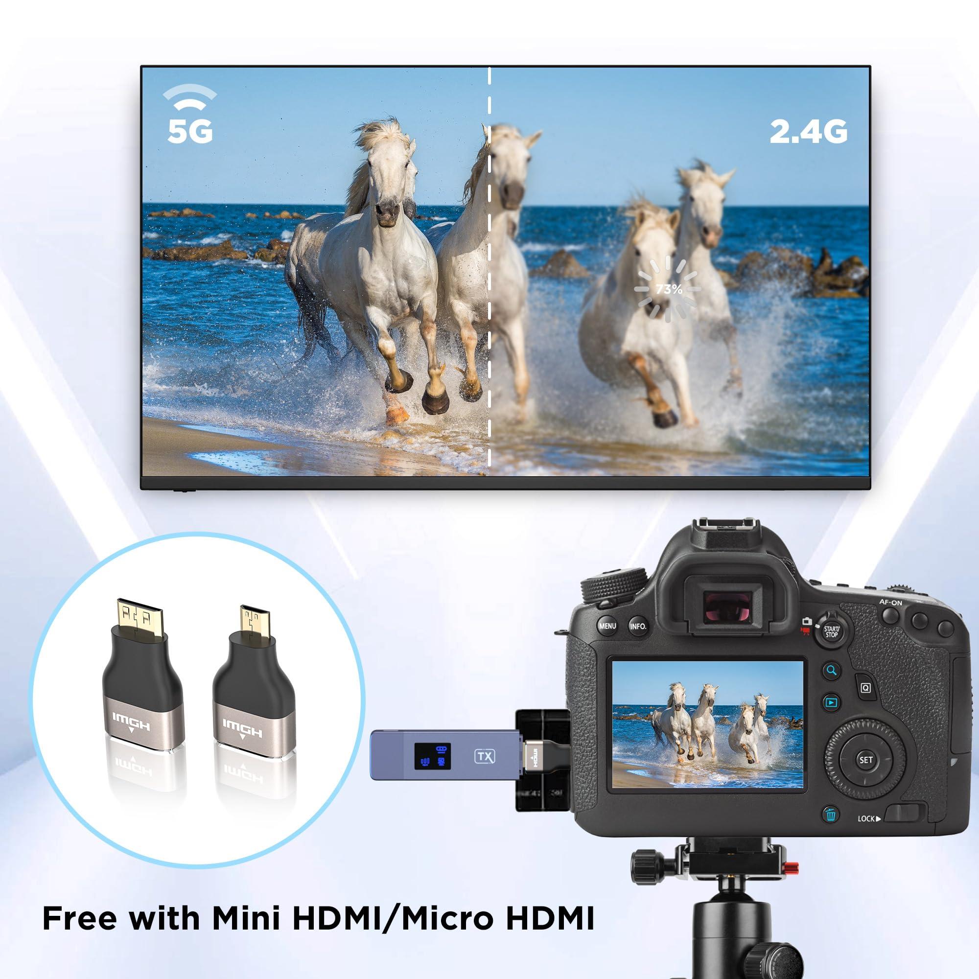 BRAIDOL Wireless HDMI Transmitter and Receiver, Wireless HD Extender Plug & Play Portable 2.4G/5G with LED Screen Wireless HDMI Kit for Streaming Video and Audio to Monitor from Laptop/Pc/Tv Box/Projector