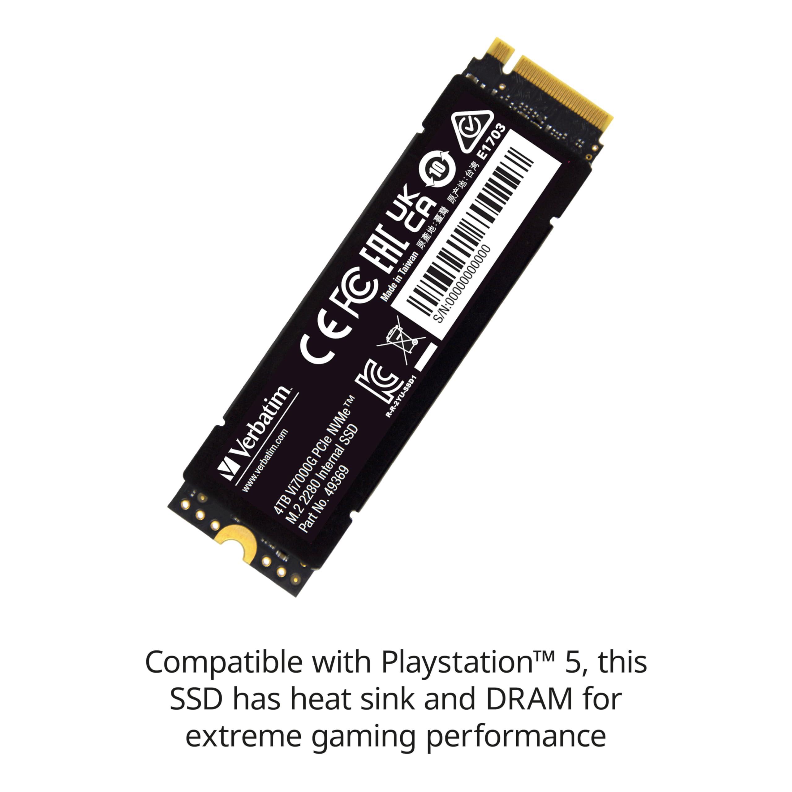 Verbatim Verbatim 2TB SSD Vi7000 Internal Solid State Hard Drive PCIe NVMe M.2 2280 Designed for Gamers and High Performance Users up to 7000MB/s Read 6500MB/s Write