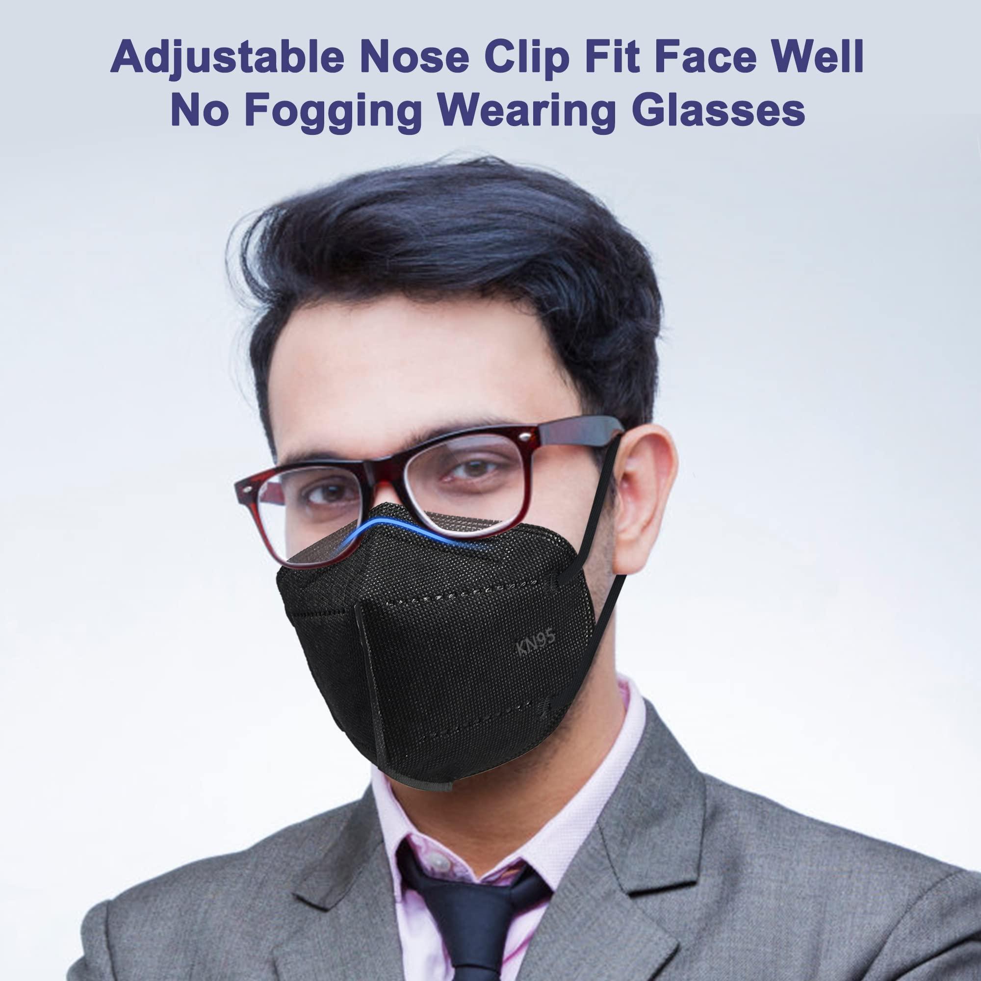 TOPMAX TOPMAX KN95 Face Masks 40 Pack Individually Wrapped 5-Ply Breathable Filter Efficiency95% Protective Cup Dust Disposable Masks Against PM2.5 Black