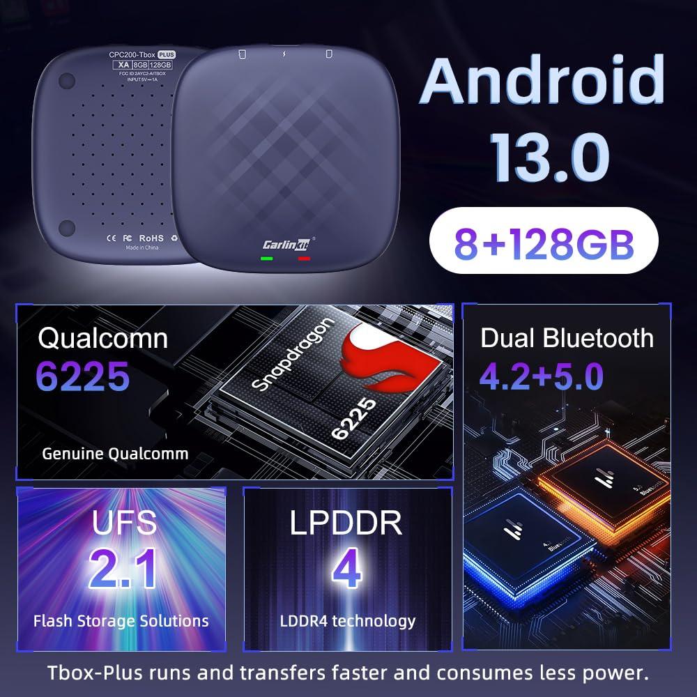 Carlinkit Carlinkit CarPlay Android 13.0 AI Box Adapter, 3-in-1 CarPlay AI Box Max(Plus), Plug & Play, Easy Setup, Built-in Google Play/Netflix/YouTube/TF Card, for Cars with OEM Wired CarPlay&Touchscreen