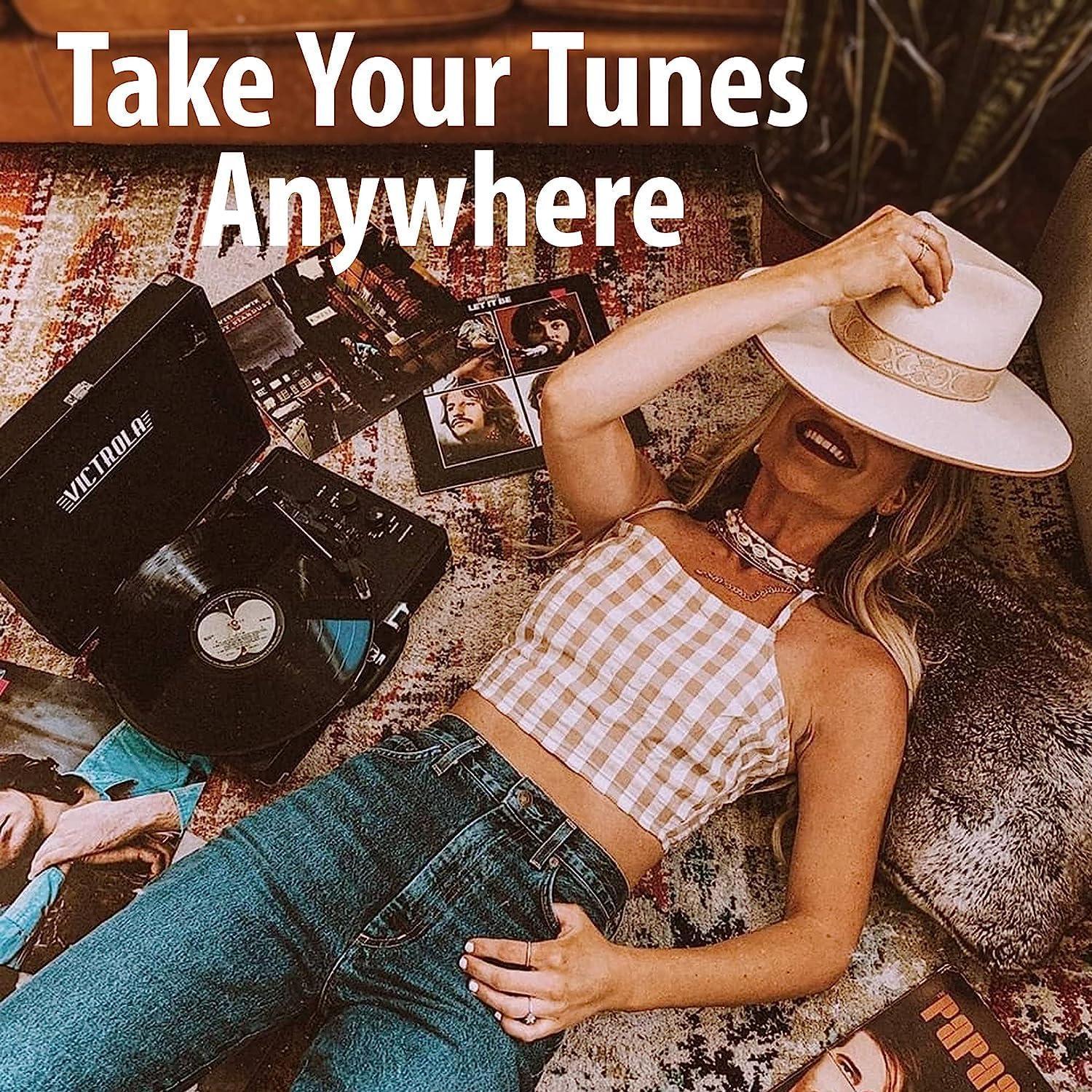 Victrola Victrola Vintage 3-Speed Bluetooth Portable Suitcase Record Player with Built-in Speakers | Upgraded Turntable Audio Sound|Marsala, Model Number: VSC-550BT-ML