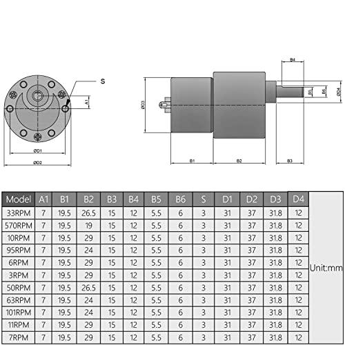 Fielect Fielect Gear Motor DC 12V 7RPM High Torque Electric Motor Micro Speed Reduction Geared Motor Eccentric Output Shaft for Car Robot Model DIY Engine