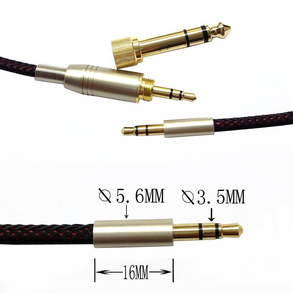 ABLET Upgrade Headphone Cord Replacement Audio Cable Compatible with Skullcandy Hesh, Hesh 2, Hesh3, Crusher, Grind Headphones 3.5mm to 3.5mm Male and 6.35mm Adapter 1.8meters/5.9ft