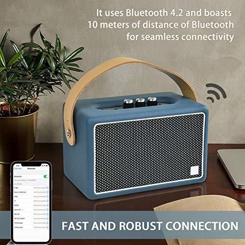 Konex audio Vintage Bluetooth Speakers, KONEX 40W Leather Portable Wireless Speaker, Bluetooth 4.2 Heavy Bass Music Player, 20H Long Playtime, Mid Century Modern Decor for Home, Office, Party, Gift for Friend
