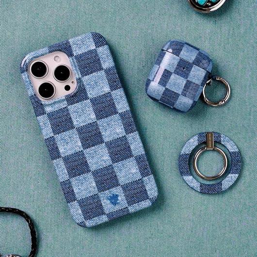 VELVET CAVIAR Velvet Caviar Compatible with AirPods Pro Case 2nd and 1st Generation - Cute Protective Hard Cover for Women - Blue Denim Checkered