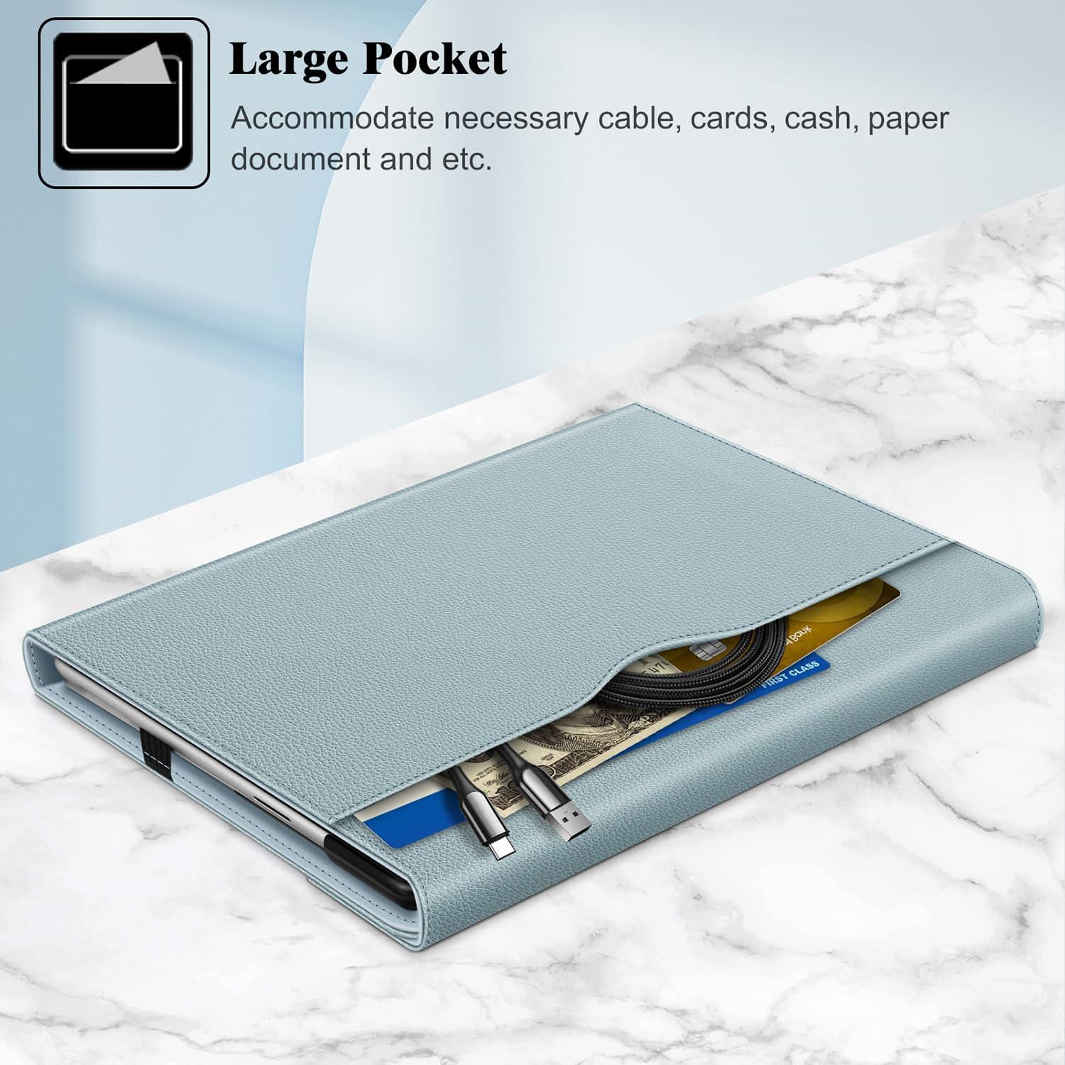 FINTIE Fintie Hard Case for 13 Inch Microsoft Surface Pro 11/10/9 - Shockproof Rugged Cover with Clear Transparent Back Shell + Multiple Angle Viewing Portfolio Business Cover w/Pocket