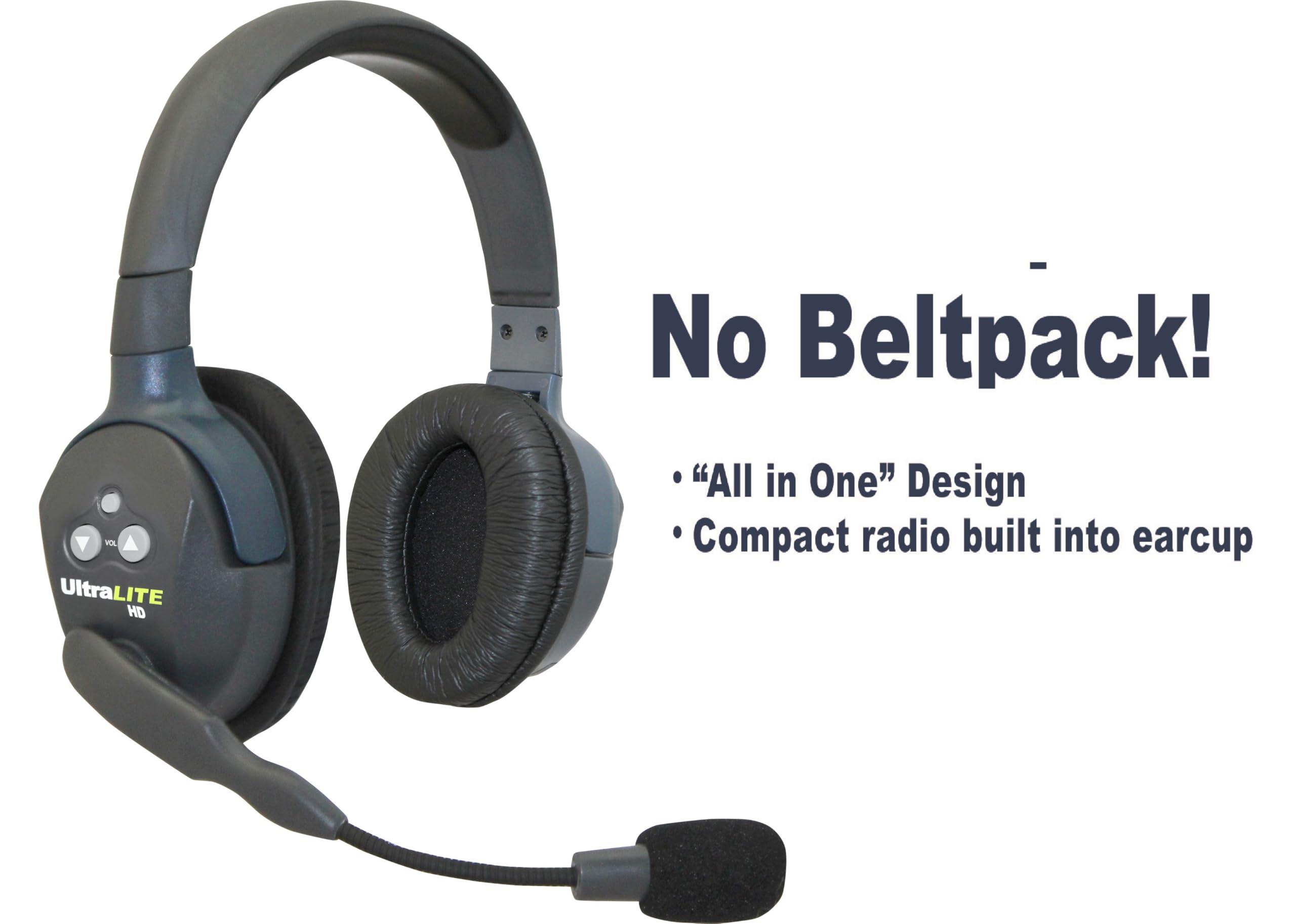 EARTEC Eartec UL5D Ultralite-HD 5-Person Full Duplex Wireless Intercom Headset Communication System, Dual Ear Headsets, Up to 1000ft Range, U.S. Company